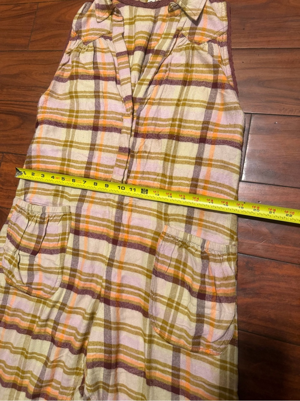Free People Plaid Sleeveless oversized Jumpsuit in Cream, Pink & Tan - Picture 4 of 13
